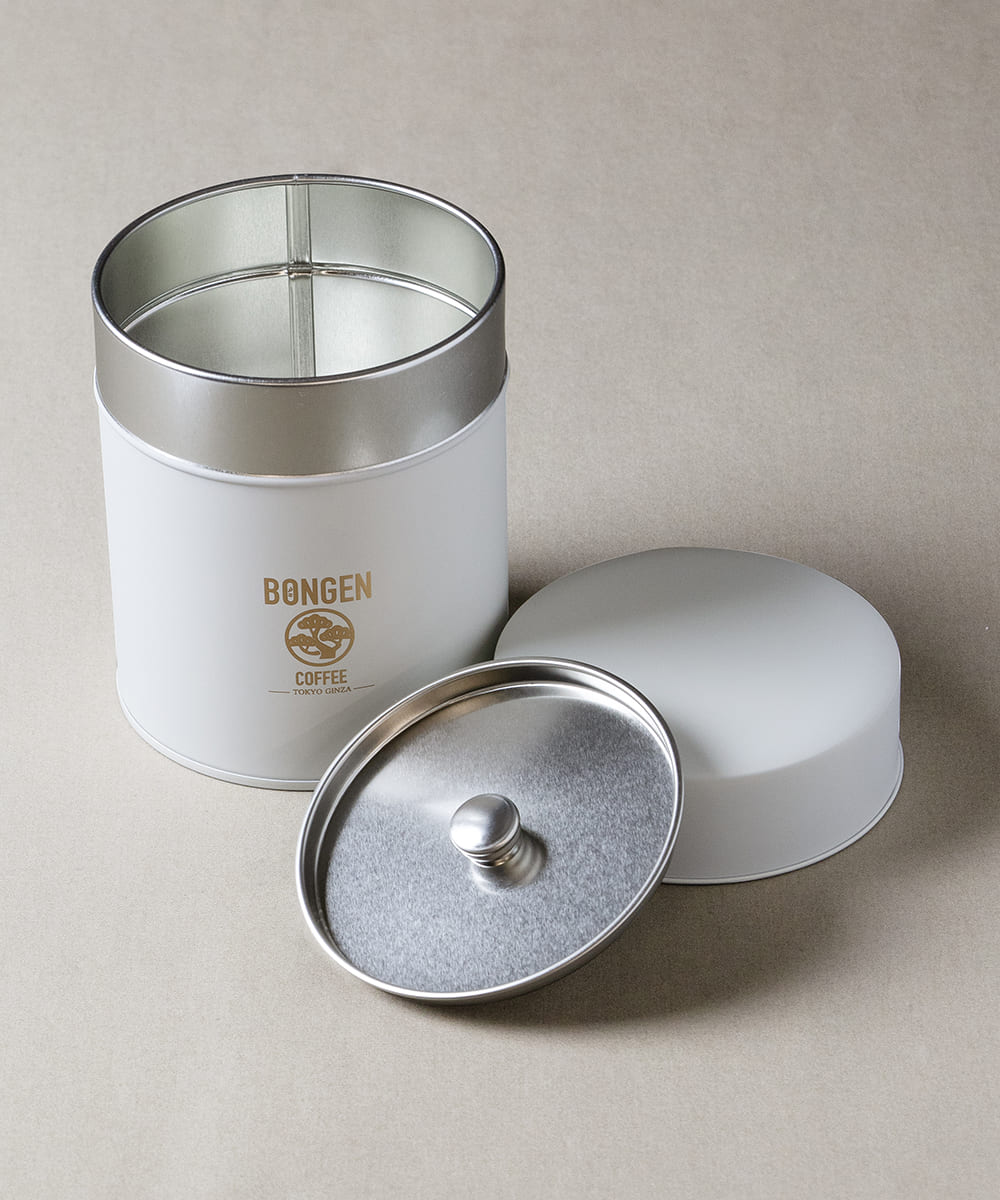 BONGEN コーヒー缶 マットホワイト × ゴールド (220g)